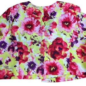 ROAMANS 32W Floral Print Bolero Jacket Studded Neckline artsy‎ colorful